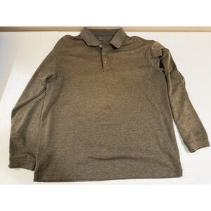 Cypress Club Performance Mens Large Long Sleeve Polo Shirt Olive Green Heather